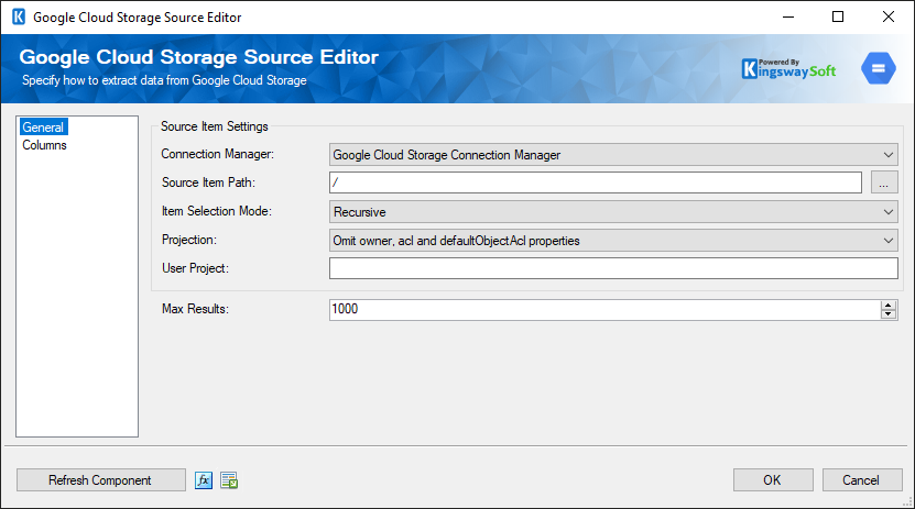 SSIS Google Cloud Storage Source Component